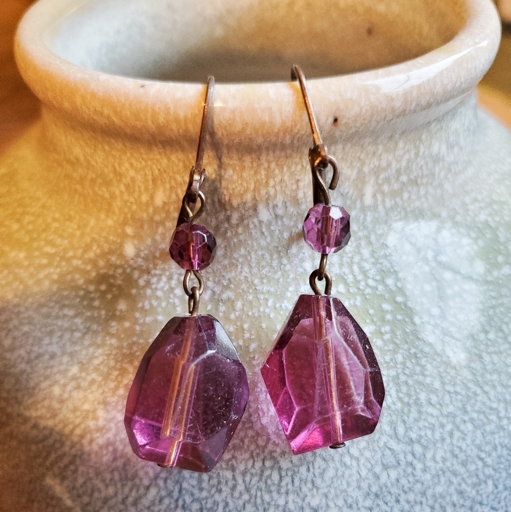Purple dangle earrings